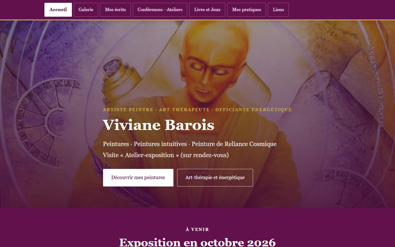 Le site de Viviane Barois, artiste peintre, sur ordinateur